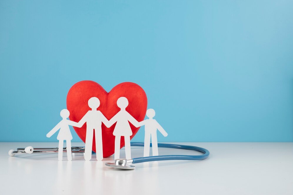 Family health protection symbol with a stethoscope