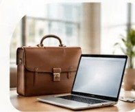 Business briefcase and laptop